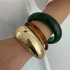 Wholesale Minimalist Geometric Metal Amber Resin Open Bracelet For Women Electroplated