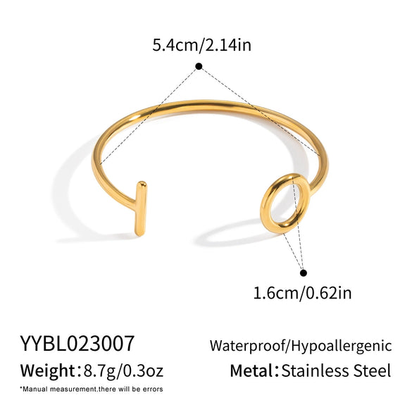 Wholesale Minimalist Geometric Open Bracelet Stainless Steel 18K Gold Vacuum Plated Jewelry