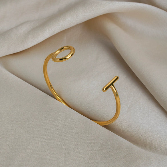 Wholesale Minimalist Geometric Open Bracelet Stainless Steel 18K Gold Vacuum Plated Jewelry