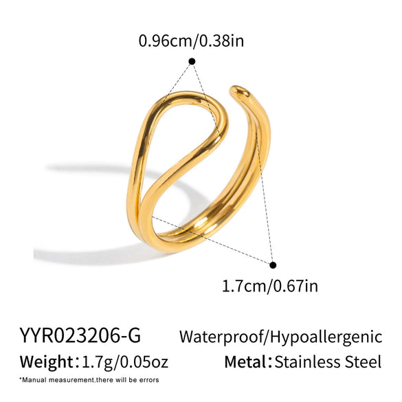Wholesale Minimalist Geometric Open Ring Stainless Steel 18K Gold Vacuum Plated Unisex Women Jewelry
