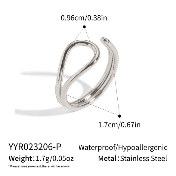 Wholesale Minimalist Geometric Open Ring Stainless Steel 18K Gold Vacuum Plated Unisex Women Jewelry