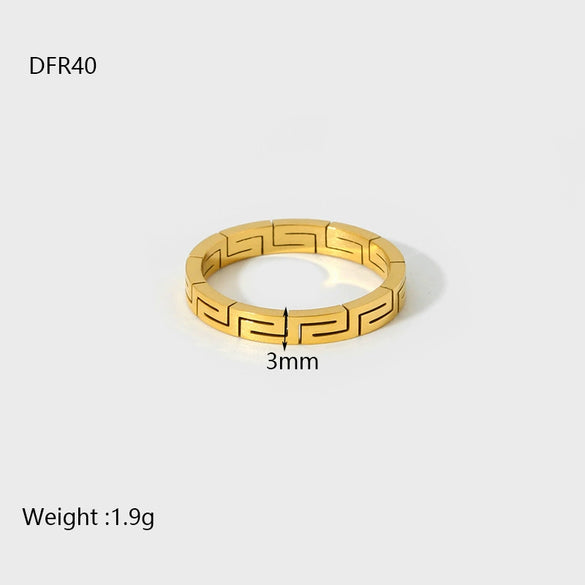 Wholesale Minimalist Geometric Pattern Electroplated Stainless Steel Ring For Women
