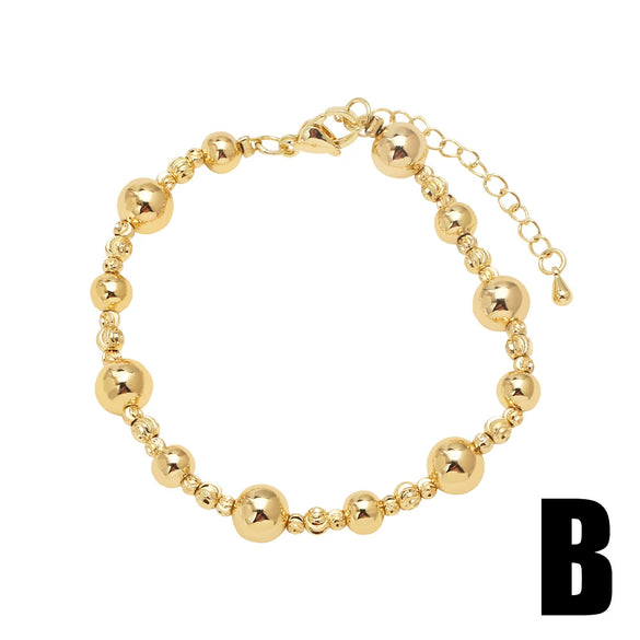Wholesale Minimalist Geometric Pearl Bracelet Copper 18K Gold Plated