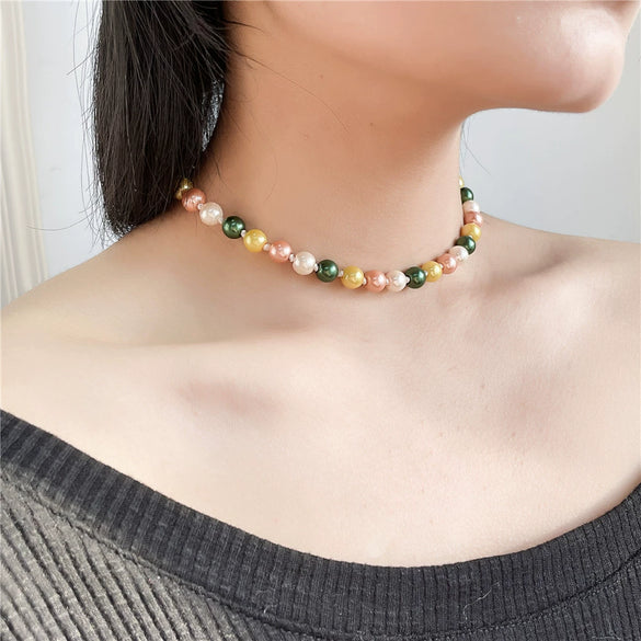 Wholesale Minimalist Geometric Pearl O Chain Handmade Clavicle Necklace Jewelry For Female