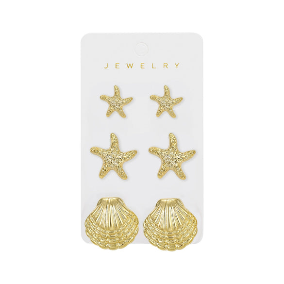 Wholesale Minimalist Geometric Plastic And Steel Electroplated Earrings Set For Women