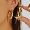 Wholesale Minimalist Geometric Rectangular Hoop Earring Set For Women Copper Electroplated