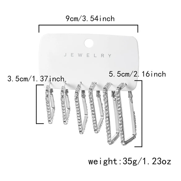 Wholesale Minimalist Geometric Rectangular Hoop Earring Set For Women Copper Electroplated
