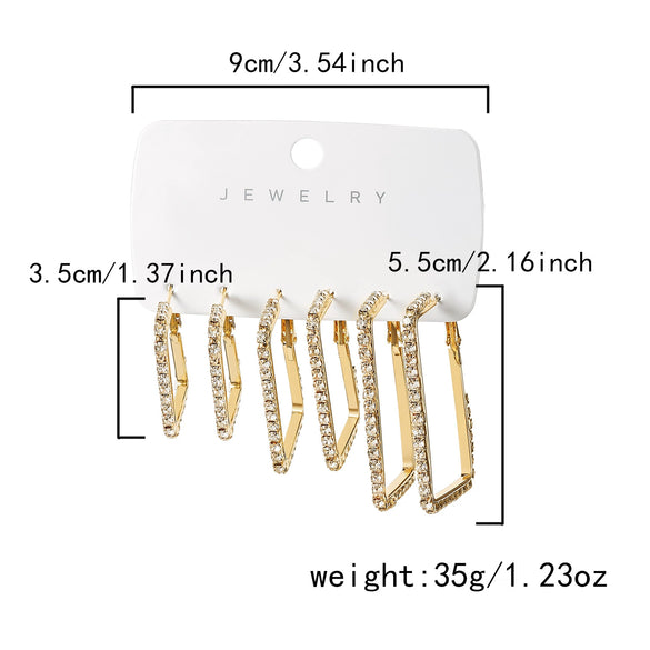 Wholesale Minimalist Geometric Rectangular Hoop Earring Set For Women Copper Electroplated