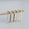 Wholesale Minimalist Geometric Rectangular S925 Sterling Silver Electroplated Ear Buckle Earrings For Women