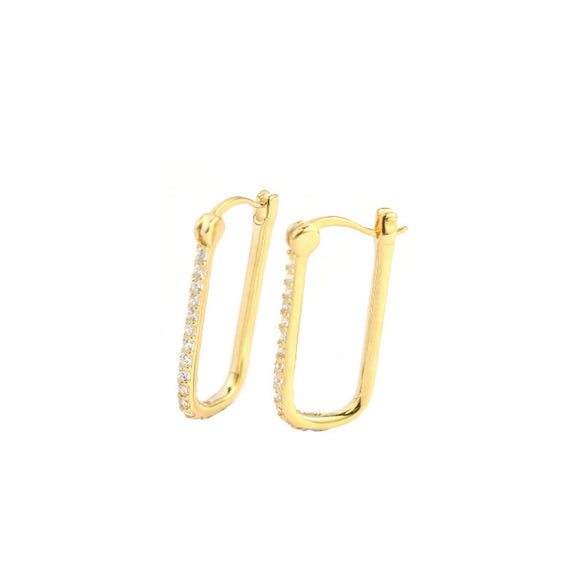 Wholesale Minimalist Geometric Rectangular S925 Sterling Silver Electroplated Ear Buckle Earrings For Women
