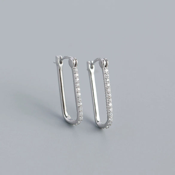 Wholesale Minimalist Geometric Rectangular S925 Sterling Silver Electroplated Ear Buckle Earrings For Women
