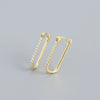 Wholesale Minimalist Geometric Rectangular S925 Sterling Silver Electroplated Ear Buckle Earrings For Women