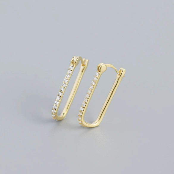 Wholesale Minimalist Geometric Rectangular S925 Sterling Silver Electroplated Ear Buckle Earrings For Women