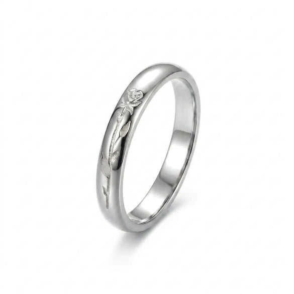 Wholesale Minimalist Geometric Rose Embossed Titanium Steel Electroplated Ring For Women