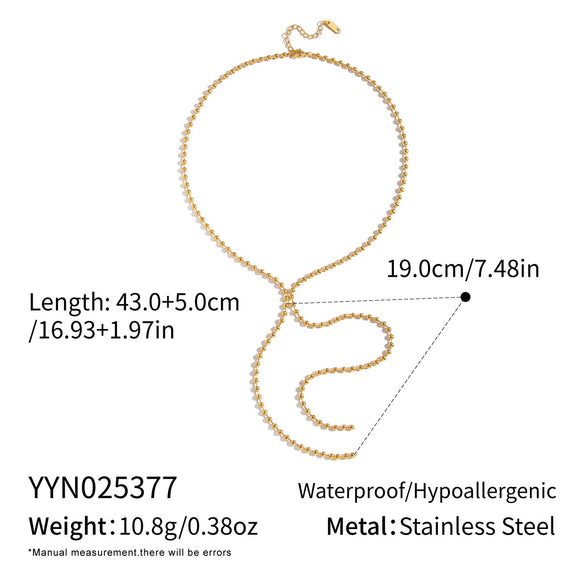 Wholesale Minimalist Geometric Round Bead Tassel Sweater Necklace For Women Stainless Steel 18K Real Gold Plated By Pvd Furnace Vacuum