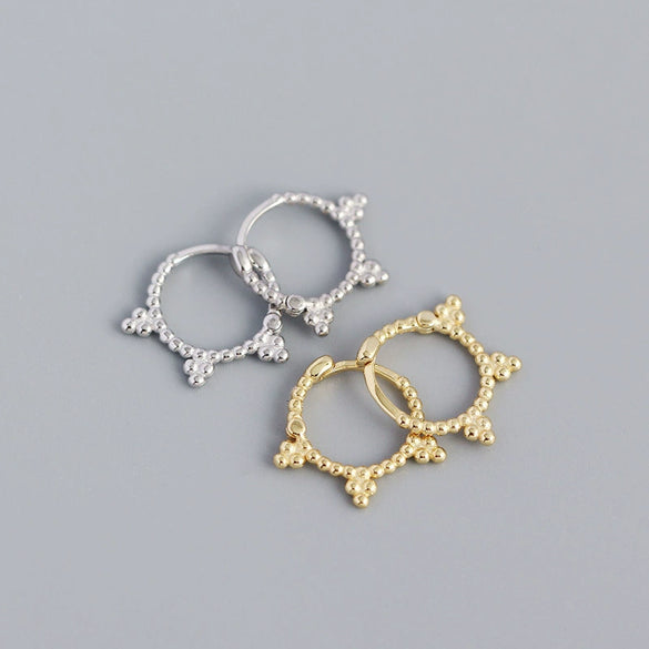 Wholesale Minimalist Geometric S925 Silver Small Round Bead Ear Buckle Earrings With Electroplating