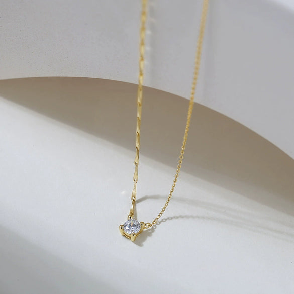 Wholesale Minimalist Geometric S925 Sterling Silver Necklace With Zircon Pendant For Women