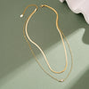Wholesale Minimalist Geometric Silver Electroplated Cross Chain Multilayered Necklace For Women With Small Bar Pendant