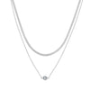 Wholesale Minimalist Geometric Silver Electroplated Cross Chain Multilayered Necklace For Women With Small Bar Pendant