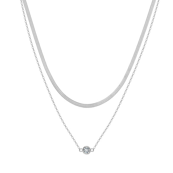 Wholesale Minimalist Geometric Silver Electroplated Cross Chain Multilayered Necklace For Women With Small Bar Pendant