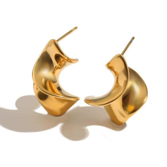 Wholesale Minimalist Geometric Spiral Stainless Steel Electroplated 18K Metal Stud Earrings For Women