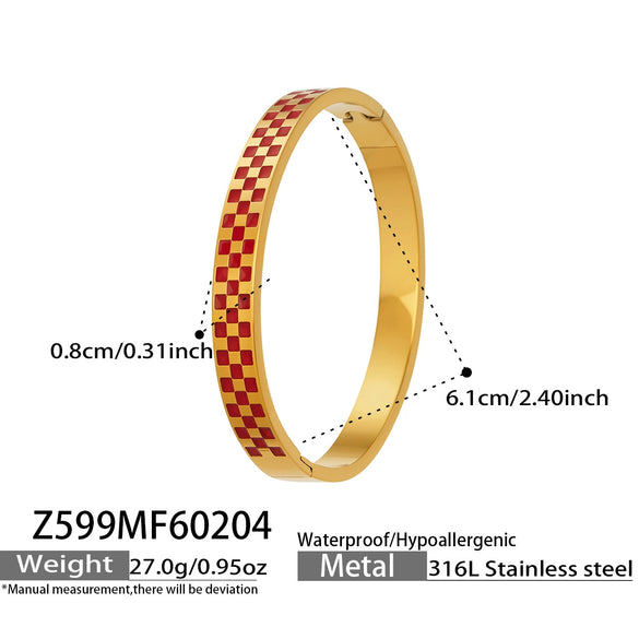 Wholesale Minimalist Geometric Square Grid Oil Drip Buckle Stainless Steel Electroplated Bracelet Set