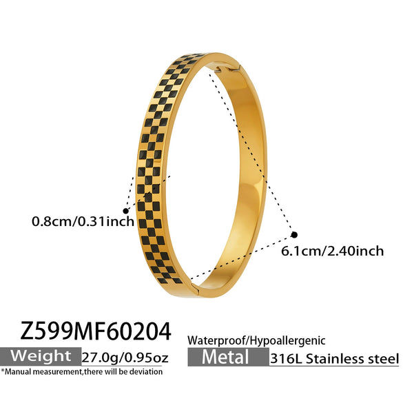 Wholesale Minimalist Geometric Square Grid Oil Drip Buckle Stainless Steel Electroplated Bracelet Set