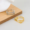 Wholesale Minimalist Geometric Square Hollow Opening Copper Ring For Women With Electroplating