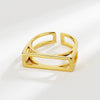 Wholesale Minimalist Geometric Square Hollow Opening Copper Ring For Women With Electroplating