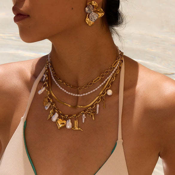 Wholesale Minimalist Geometric Stainless Steel And Titanium Steel Electroplated Pendant Necklace For Women