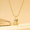 Wholesale Minimalist Geometric Stainless Steel Bear Pendant Necklace With Mixed Gemstone Inlay And Electroplating For Women