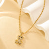 Wholesale Minimalist Geometric Stainless Steel Bear Pendant Necklace With Mixed Gemstone Inlay And Electroplating For Women