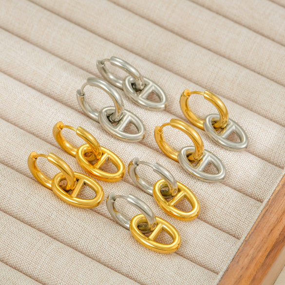 Wholesale Minimalist Geometric Stainless Steel Earrings With Electroplating
