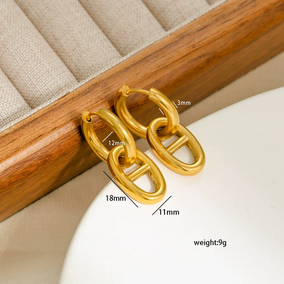 Wholesale Minimalist Geometric Stainless Steel Earrings With Electroplating