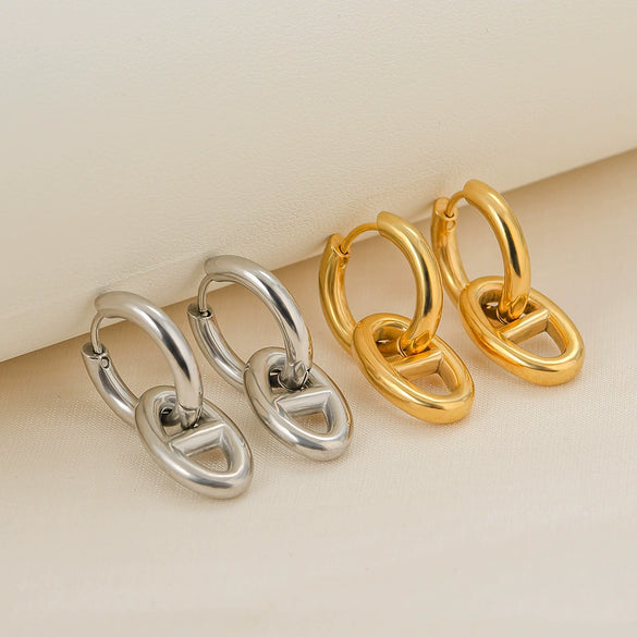 Wholesale Minimalist Geometric Stainless Steel Earrings With Electroplating