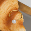 Wholesale Minimalist Geometric Stainless Steel Freshwater Pearl Open Ring With Vacuum Real Gold Plating In Pvd Furnace For Women