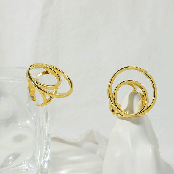 Wholesale Minimalist Geometric Stainless Steel Goldplated Ring