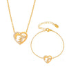 Wholesale Minimalist Geometric Stainless Steel Heartshaped Zircon Pendant Necklace And Bracelet Jewelry For Women With Electroplating