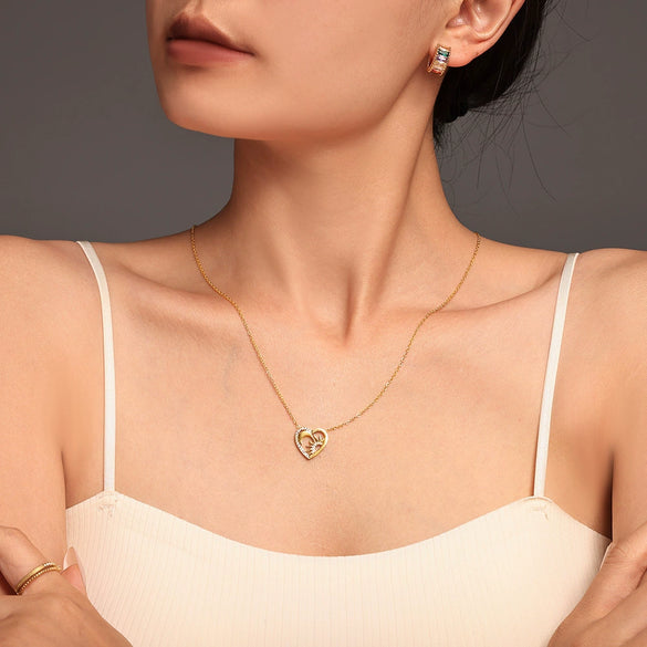 Wholesale Minimalist Geometric Stainless Steel Heartshaped Zircon Pendant Necklace And Bracelet Jewelry For Women With Electroplating
