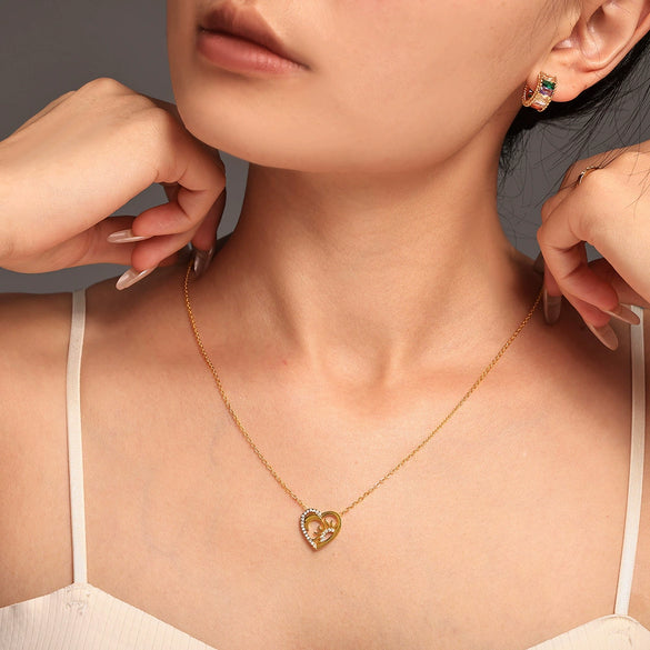 Wholesale Minimalist Geometric Stainless Steel Heartshaped Zircon Pendant Necklace And Bracelet Jewelry For Women With Electroplating