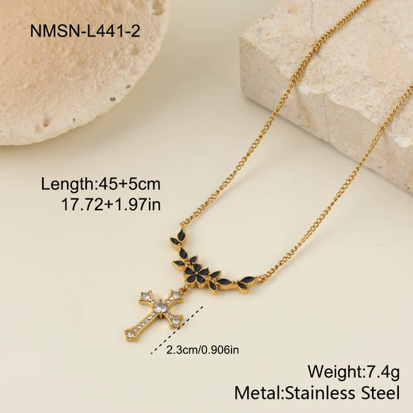 Wholesale Minimalist Geometric Stainless Steel 18K Gold Electroplated Cross Pendant Necklace For Women
