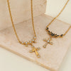 Wholesale Minimalist Geometric Stainless Steel 18K Gold Electroplated Cross Pendant Necklace For Women
