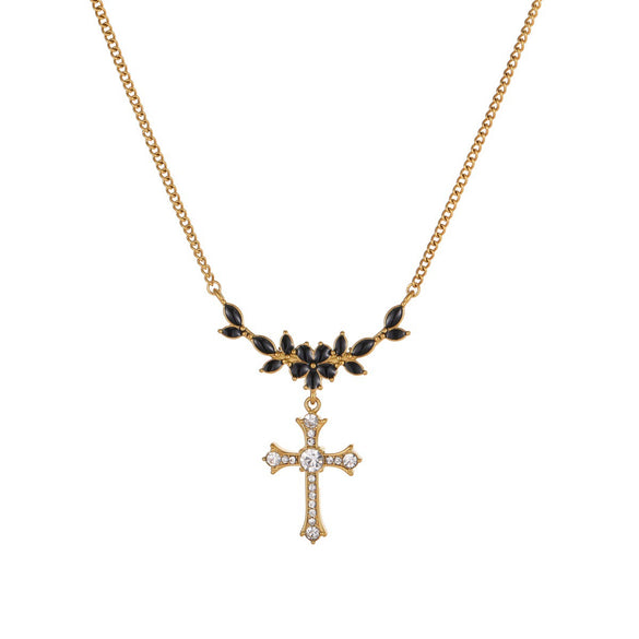 Wholesale Minimalist Geometric Stainless Steel 18K Gold Electroplated Cross Pendant Necklace For Women