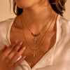 Wholesale Minimalist Geometric Stainless Steel 18K Gold Electroplated Cross Pendant Necklace For Women