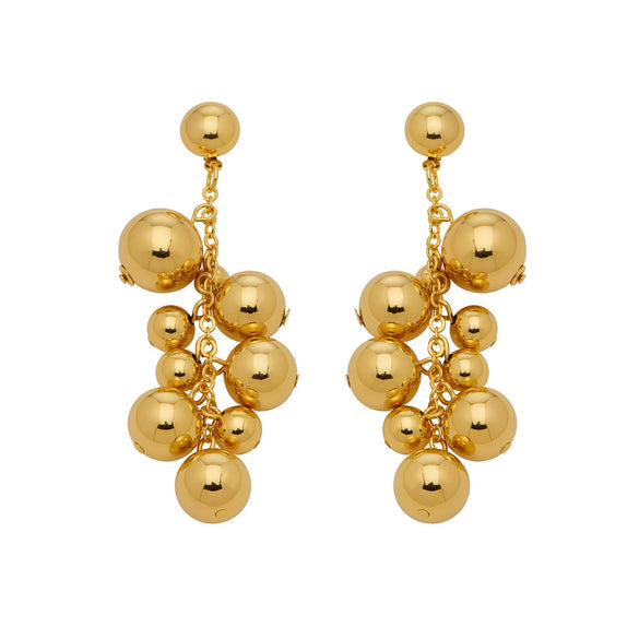 Wholesale Minimalist Geometric Stainless Steel 18K Gold Plated Round Bead Tassel Earrings For Women