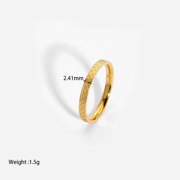 Wholesale Minimalist Geometric Stainless Steel 18K Gold Plated Stackable Ring For Women