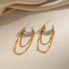 Wholesale Minimalist Geometric Stainless Steel 18K Gold Pvd Furnace Vacuum Real Gold Plated Tassel Earrings Unisex