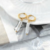 Wholesale Minimalist Geometric Stainless Steel Pearl Earrings With Electroplating Design