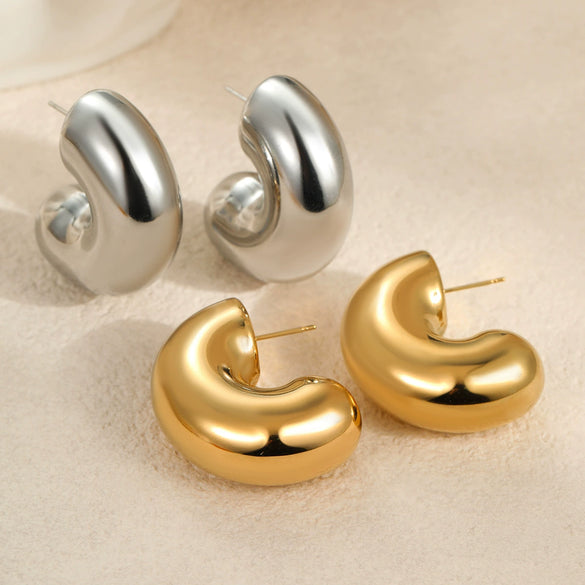 Wholesale Minimalist Geometric Stainless Steel Ushaped Electroplated Earrings For Women