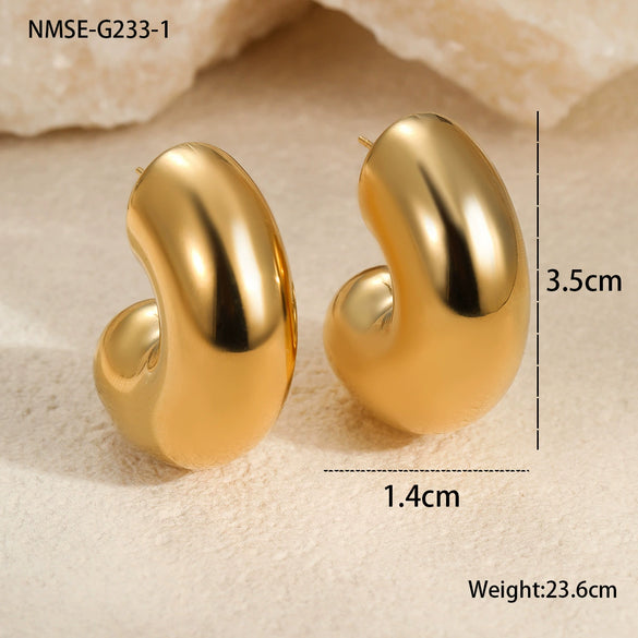 Wholesale Minimalist Geometric Stainless Steel Ushaped Electroplated Earrings For Women